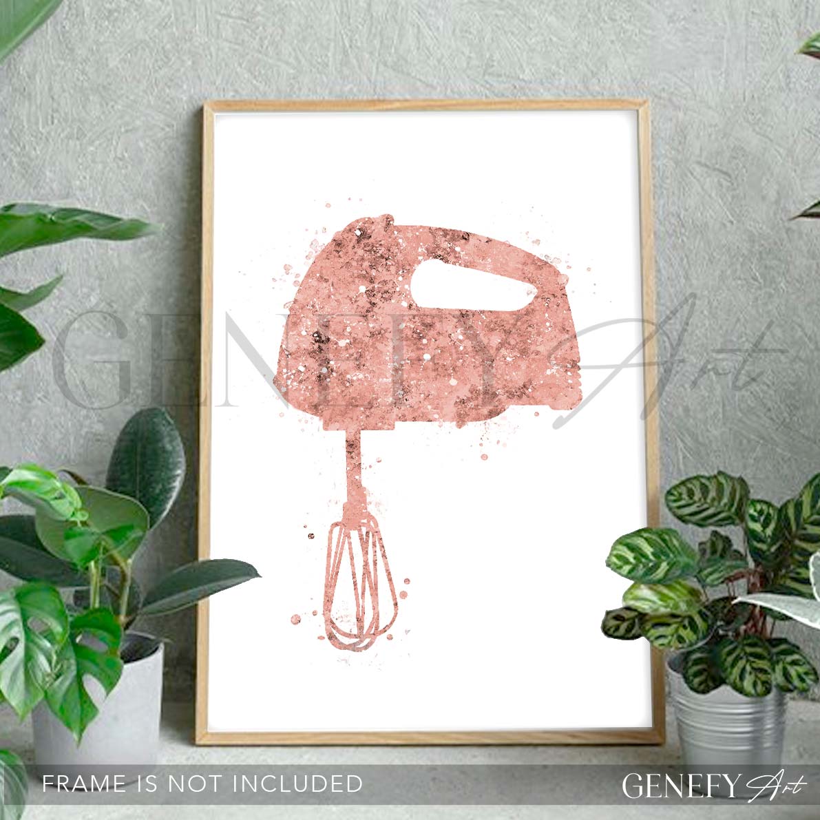Pink Kitchen Hand Mixer Watercolour Print