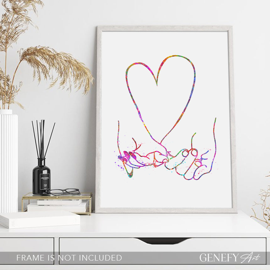 Pinky Promise Watercolour Art Print