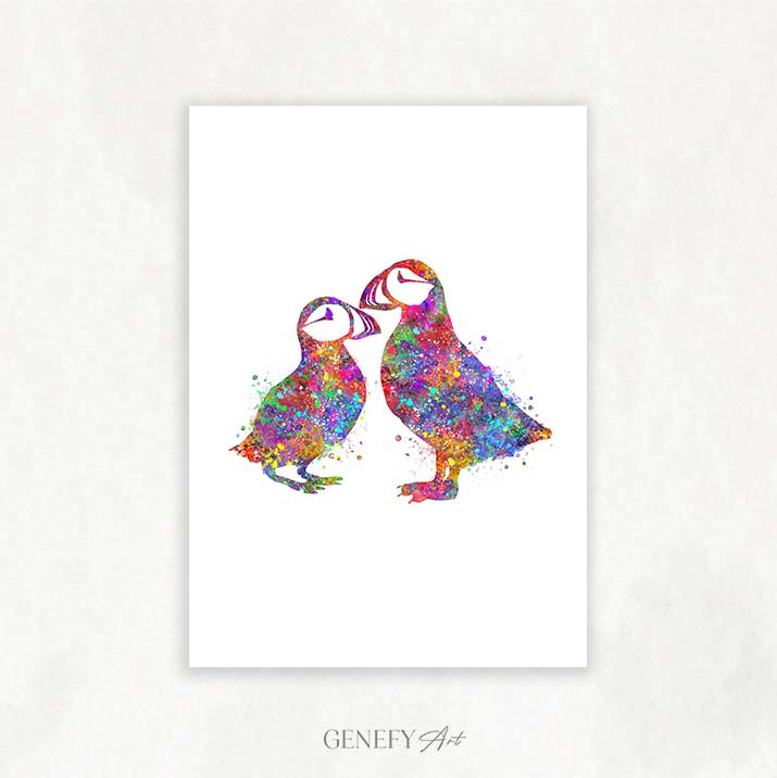 Puffin Bird Watercolour Print
