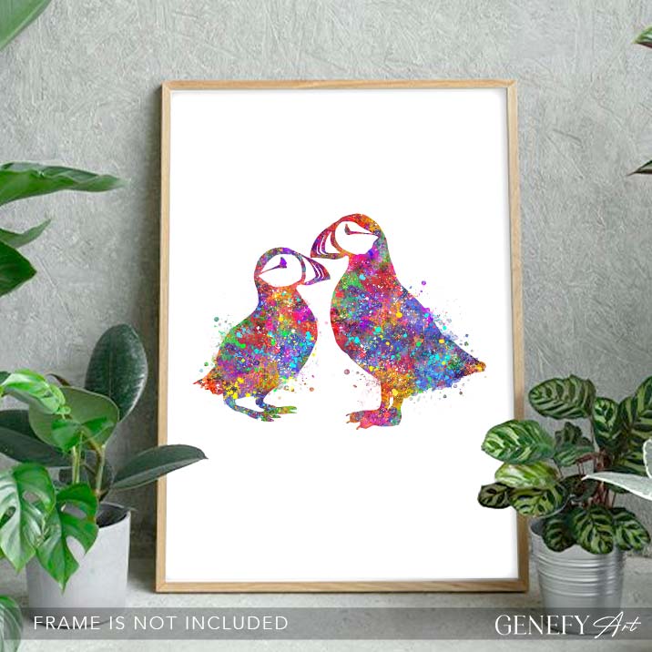 Puffin Bird Watercolour Print