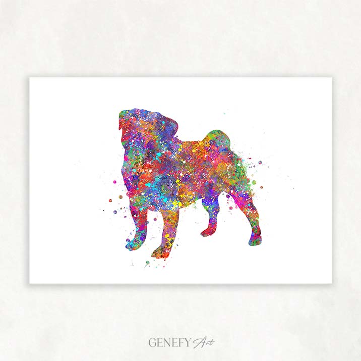 Pug Watercolour Print