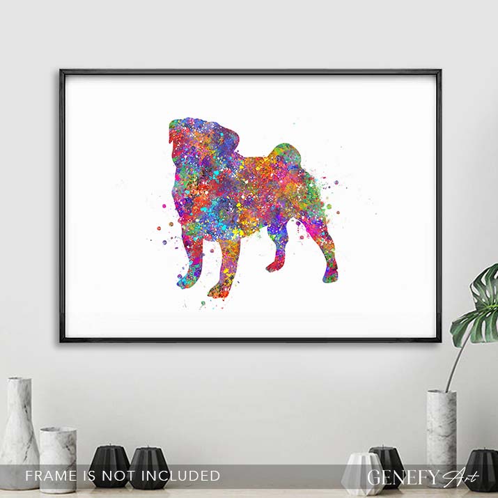 Pug Watercolour Print