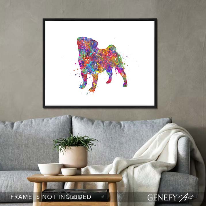 Pug Watercolour Print