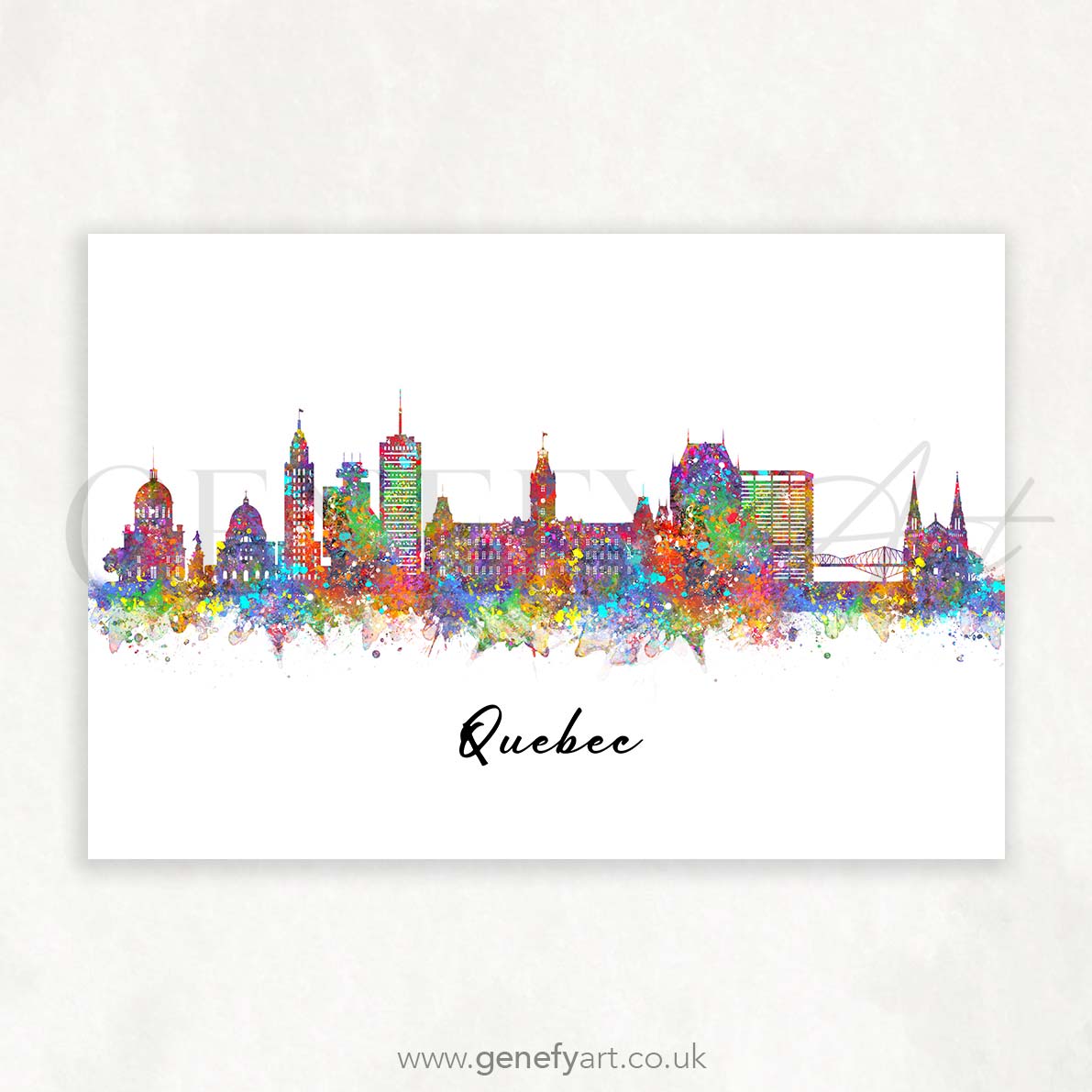 Quebec Skyline Watercolour Print - Genefy Art