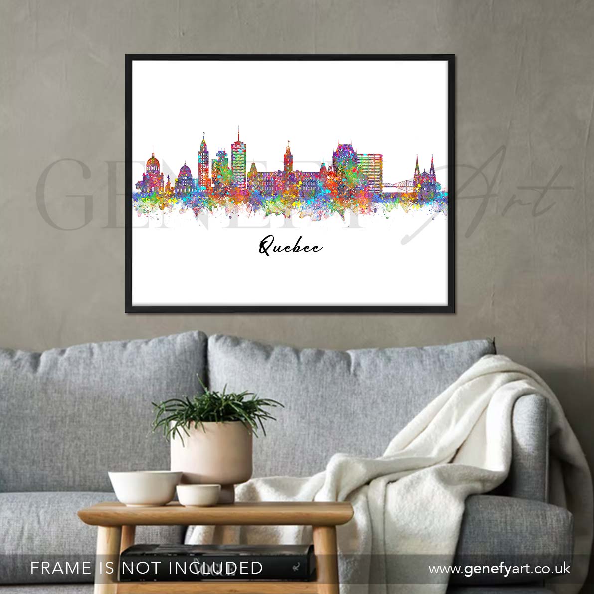 Quebec Skyline Watercolour Print - Genefy Art