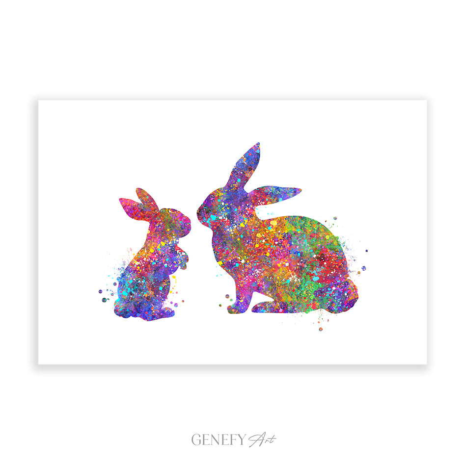 Mother and Baby Rabbit Art Print