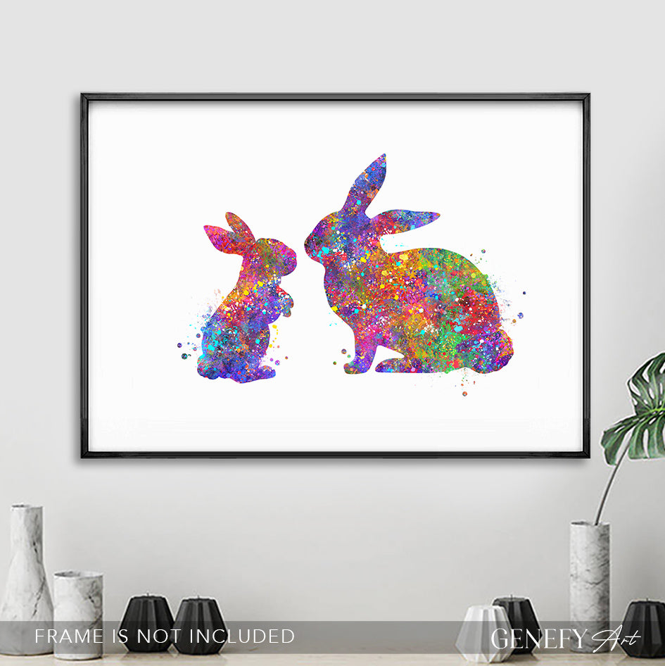Mother and Baby Rabbit Art Print