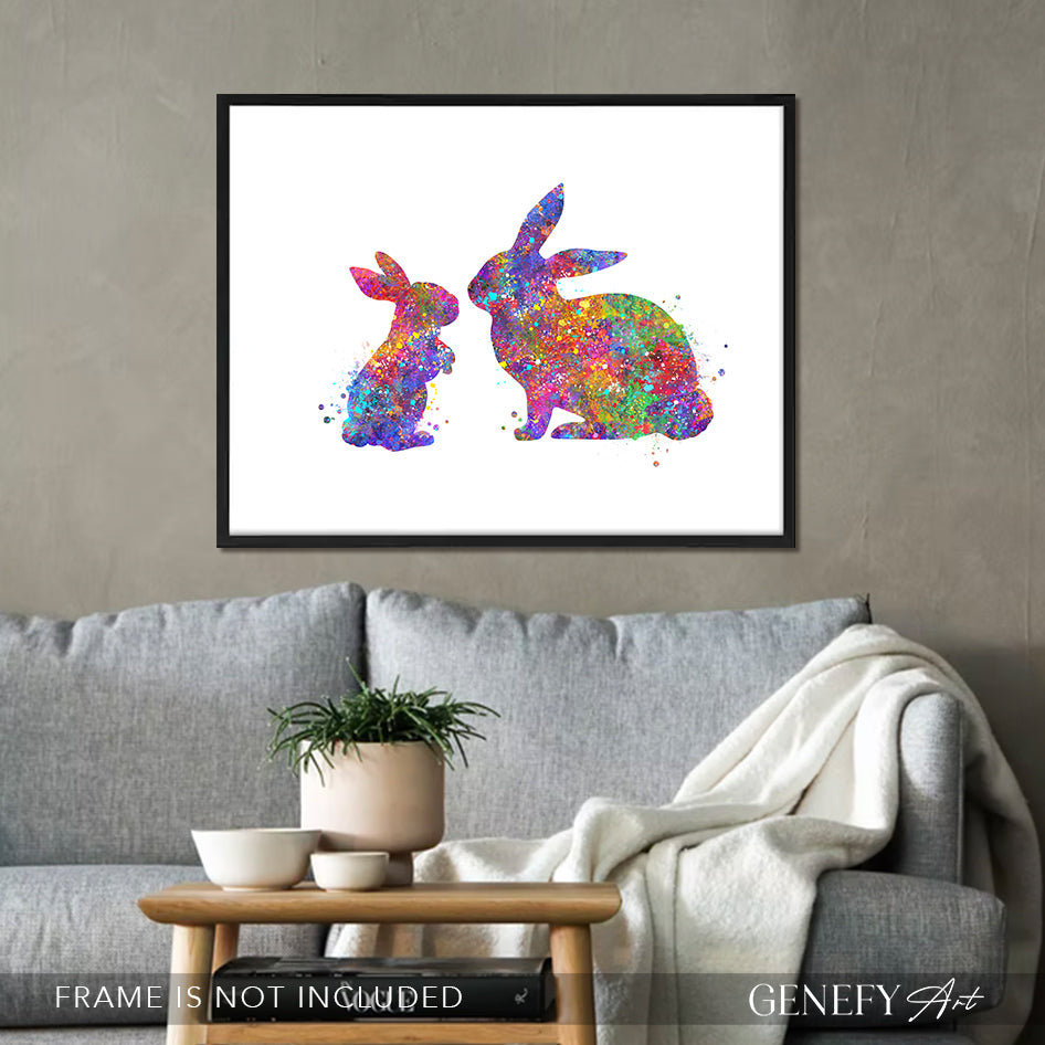 Mother and Baby Rabbit Art Print