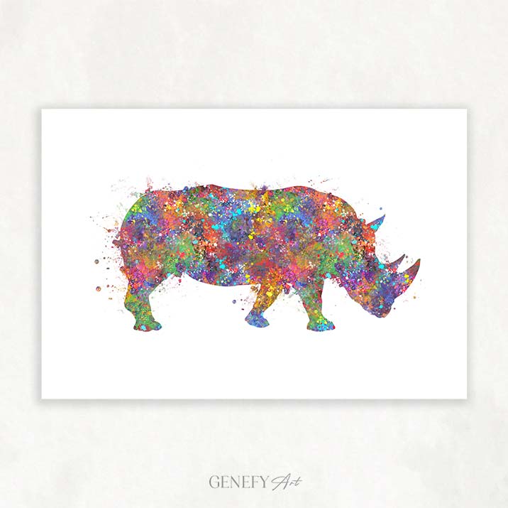 Rhinoceros Watercolour Art Print