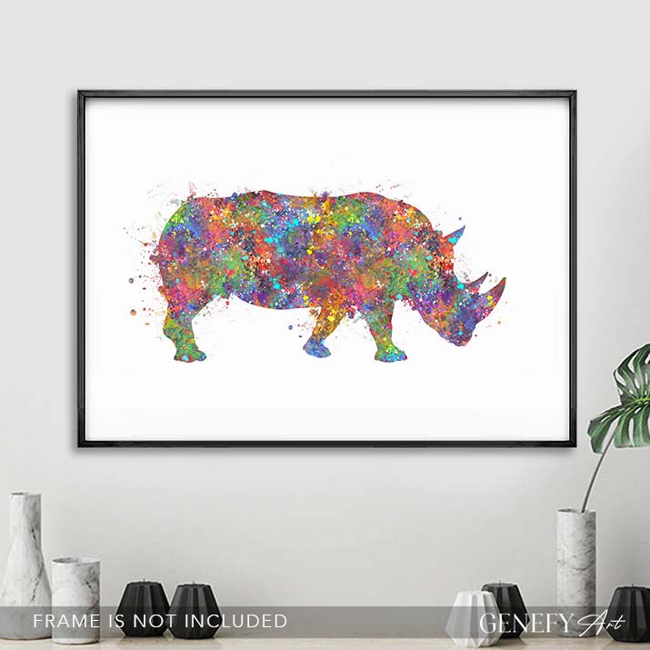 Rhinoceros Watercolour Art Print