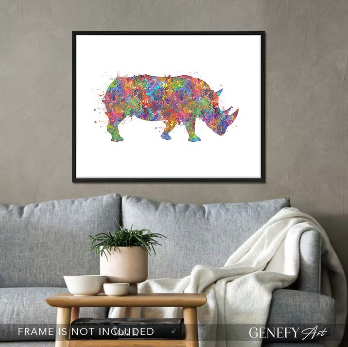 Rhinoceros Watercolour Art Print