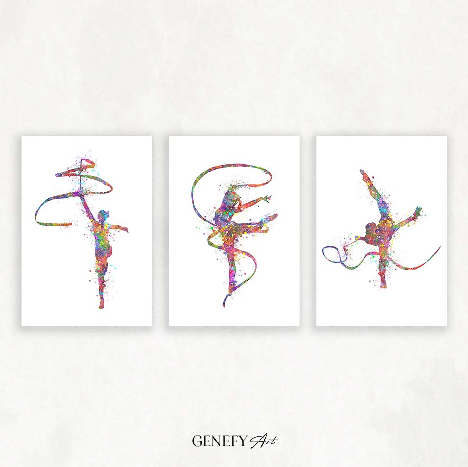Rhythmic Gymnastics Watercolour Art - Set of 3