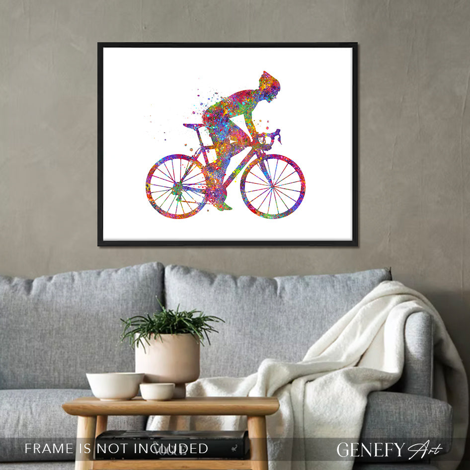 Road Cyclist Watercolour Art Print