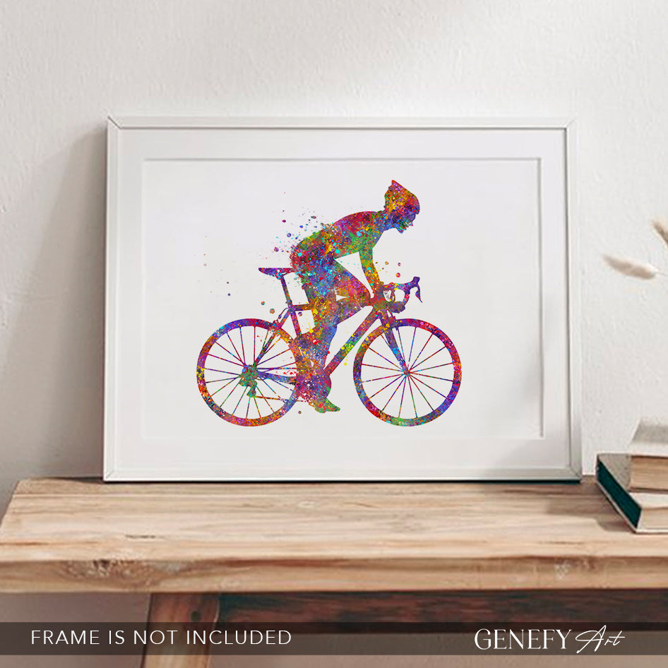 Road Cyclist Watercolour Art Print