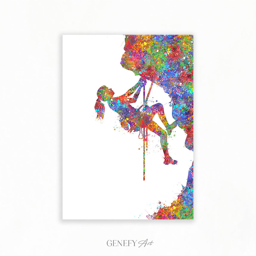 Rock Climbing Watercolour Print - Genefy Art