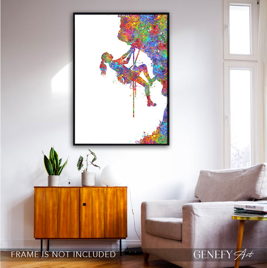 Rock Climbing Watercolour Print - Genefy Art