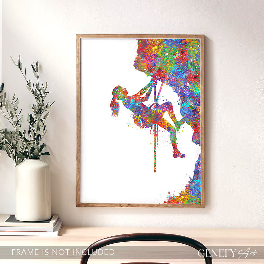 Rock Climbing Watercolour Print - Genefy Art