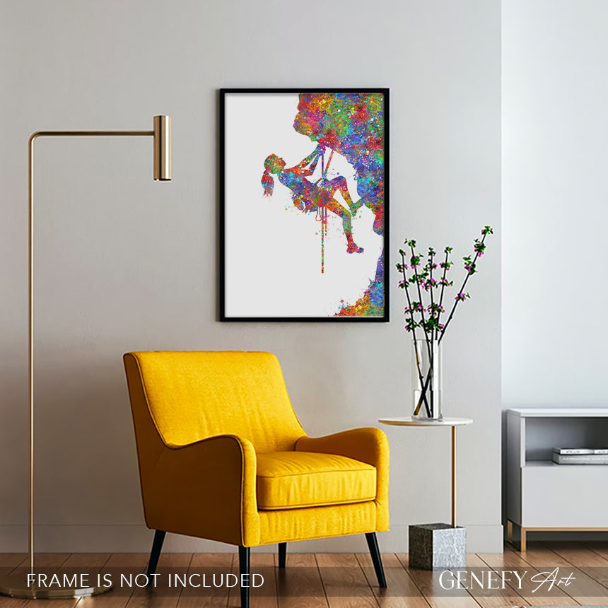 Rock Climbing Watercolour Print - Genefy Art