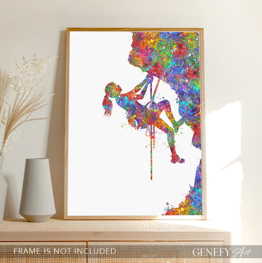 Rock Climbing Watercolour Print - Genefy Art