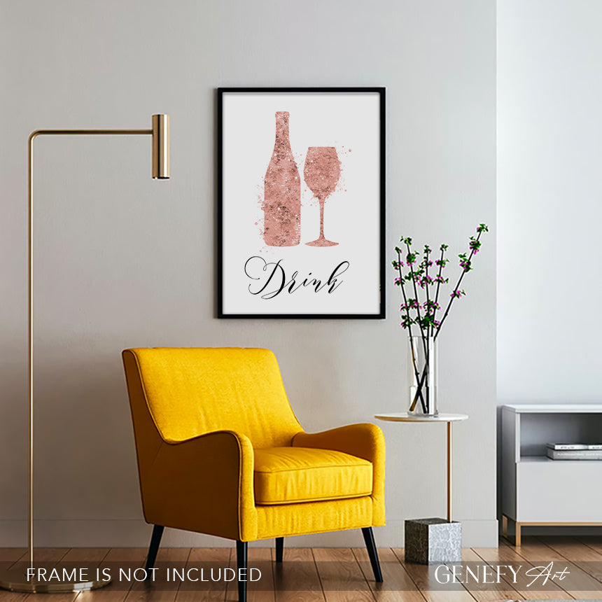 Rose Gold Kitchen Art Print "Drink"