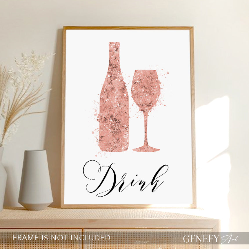 Rose Gold Kitchen Art Print "Drink"