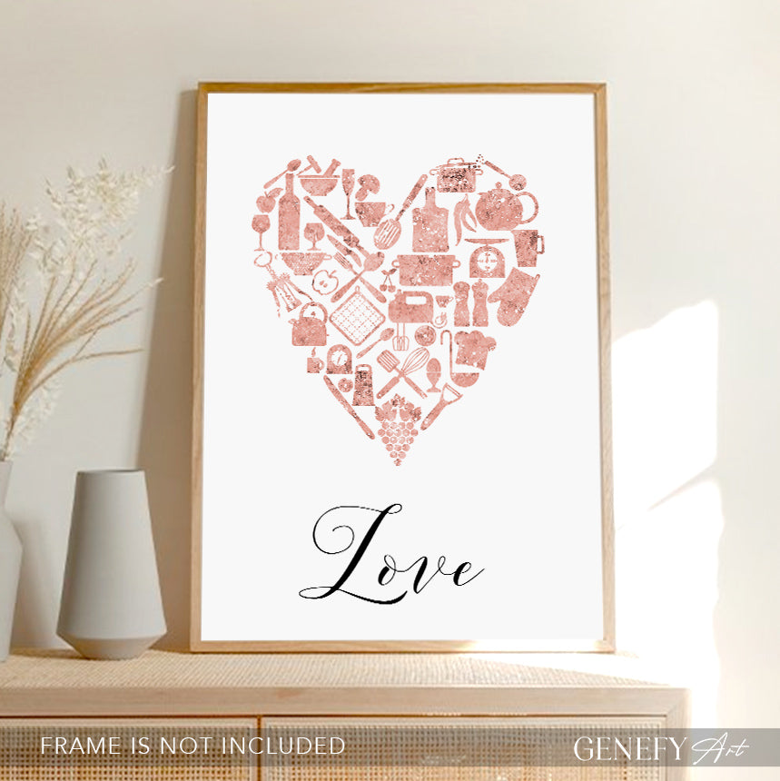 Rose Gold Kitchen Art Print "Love"