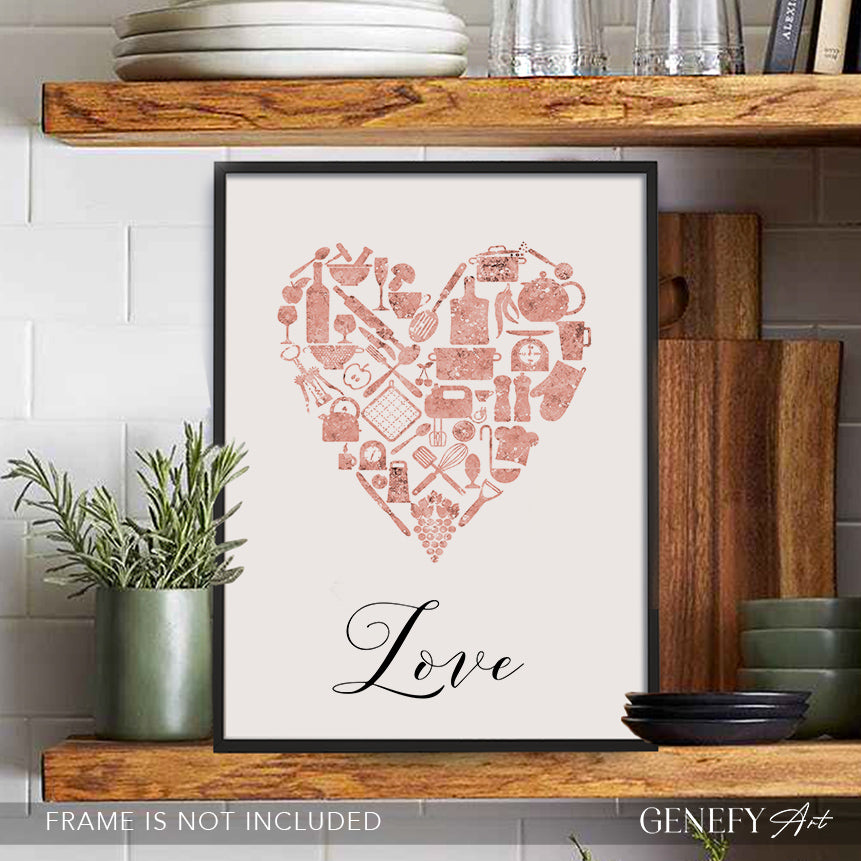 Rose Gold Kitchen Art Print "Love"