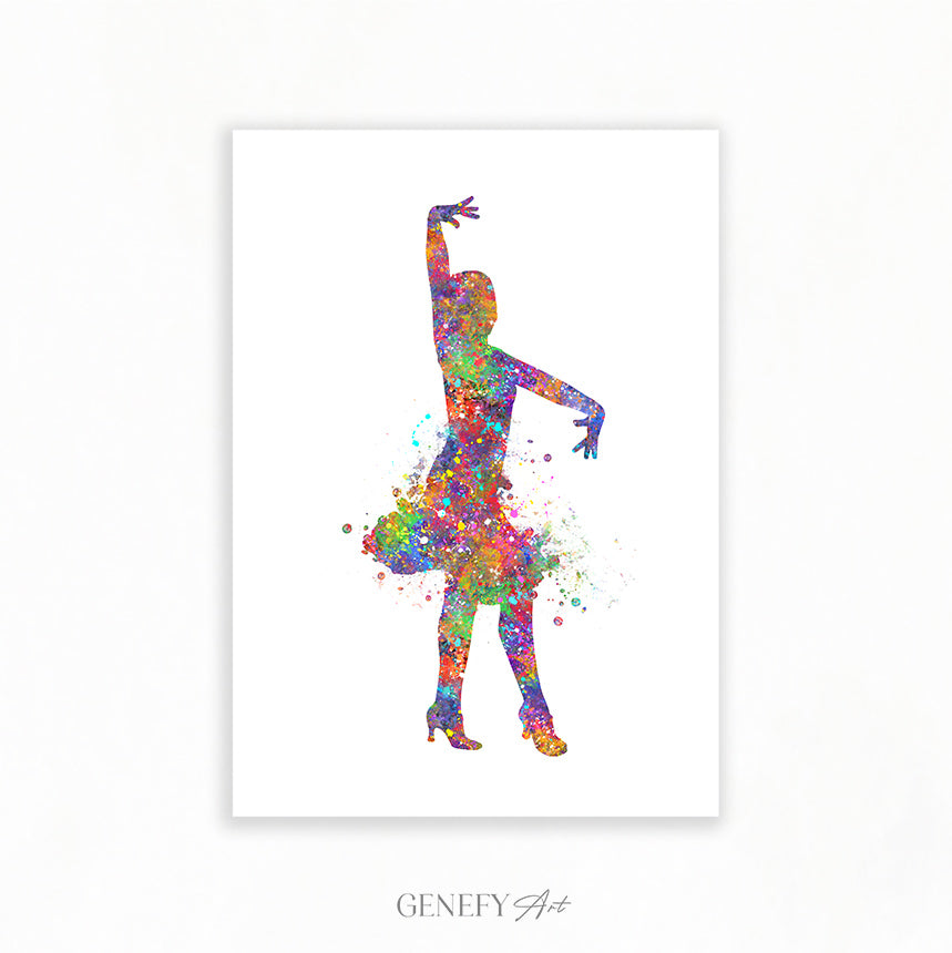 Salsa Dancing Watercolour Art Print