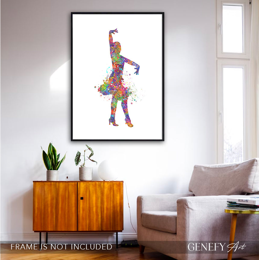 Salsa Dancing Watercolour Art Print