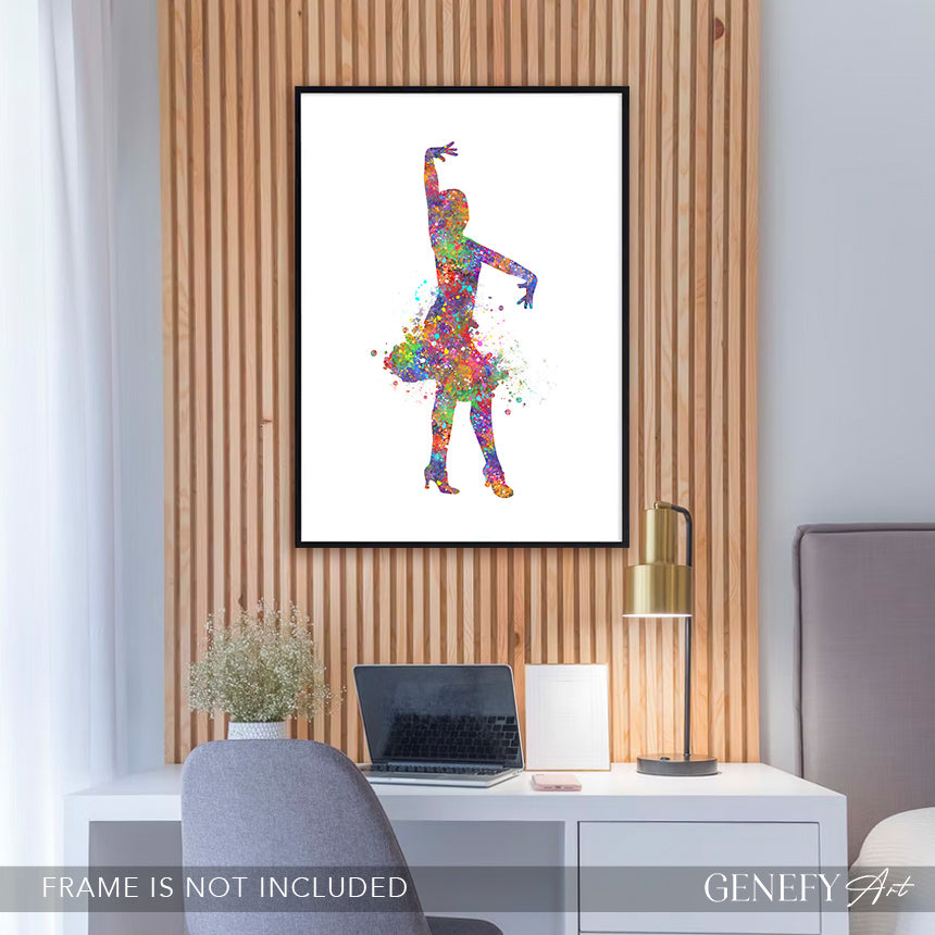 Salsa Dancing Watercolour Art Print