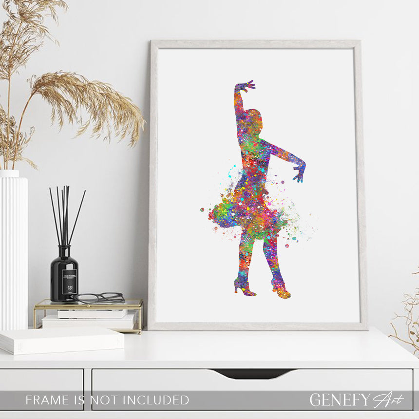 Salsa Dancing Watercolour Art Print