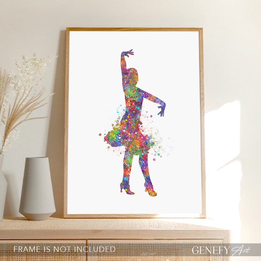 Salsa Dancing Watercolour Art Print