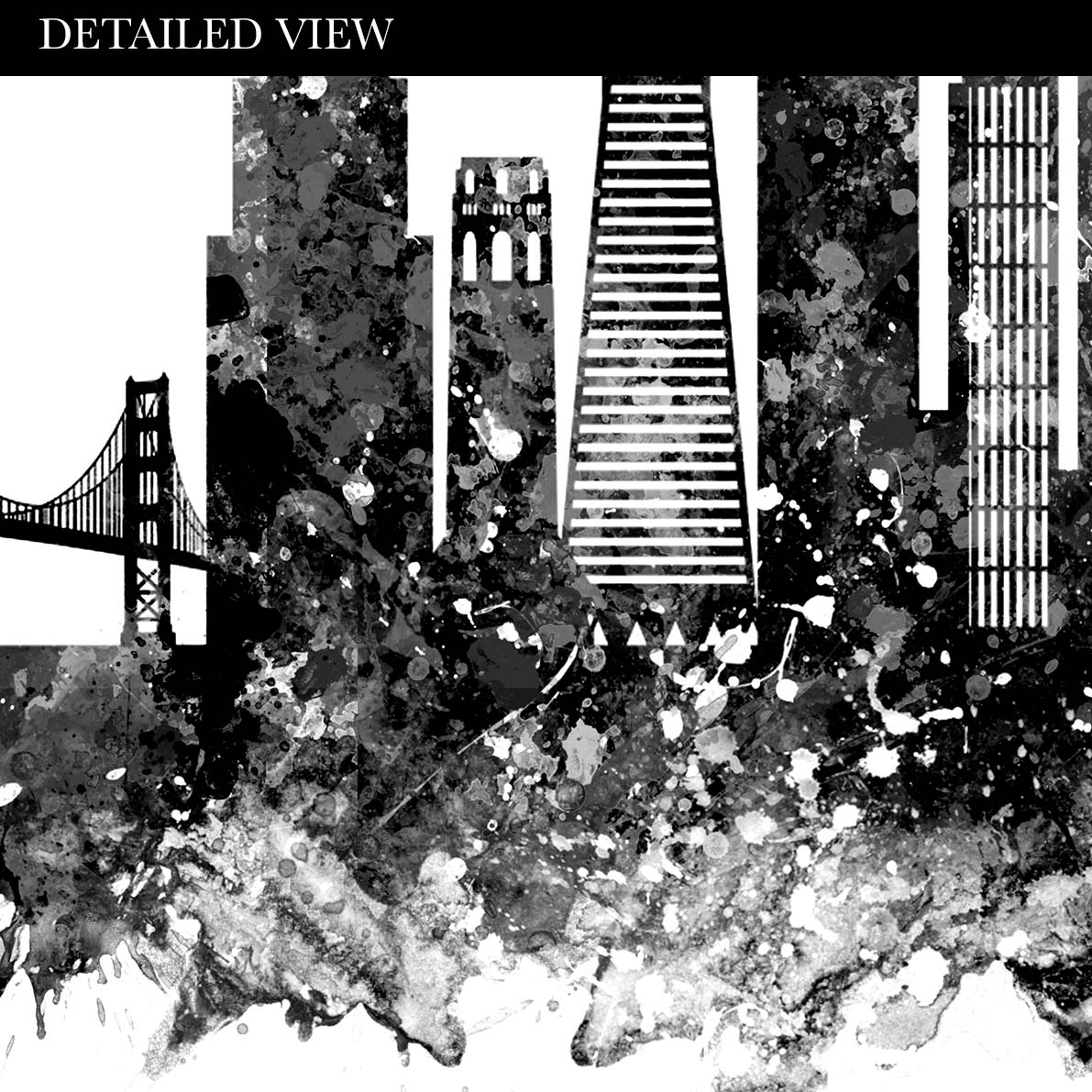 San Francisco Skyline Black and White Watercolour Print - Genefy Art