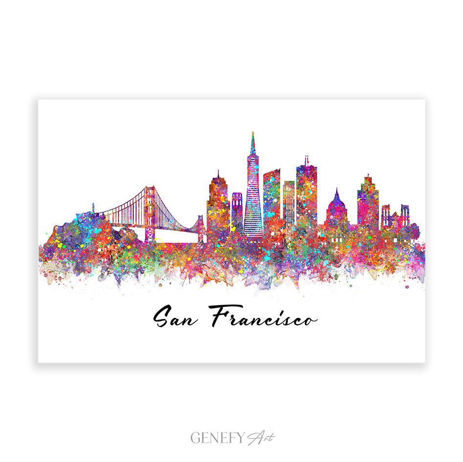 San Francisco Skyline Watercolour Art Print