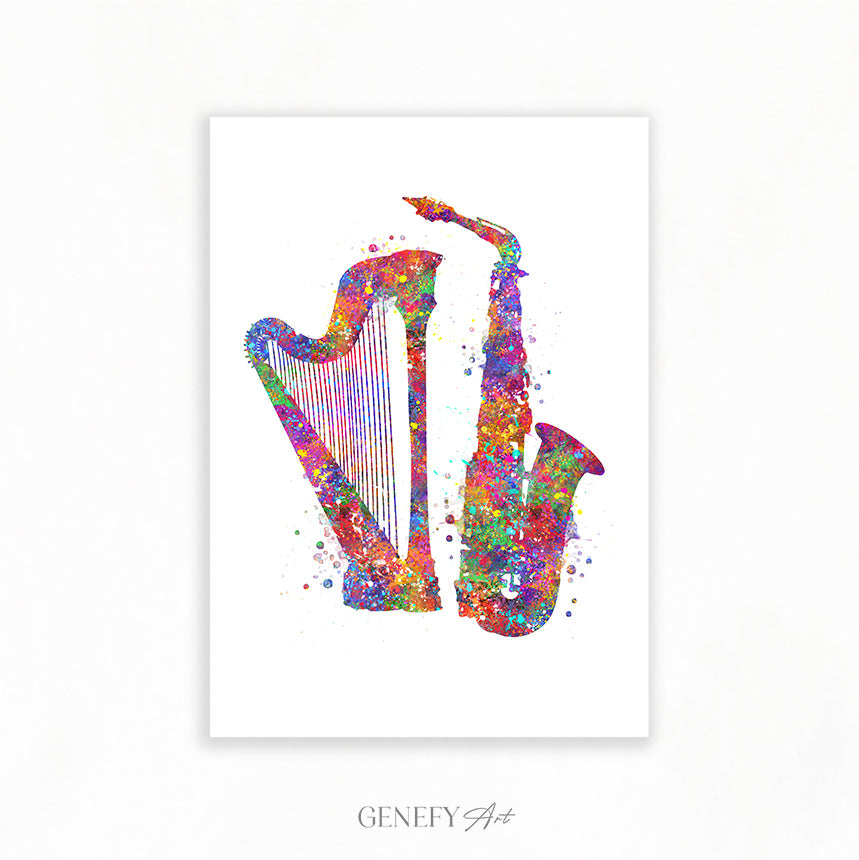 Saxophone and Harp Art Print