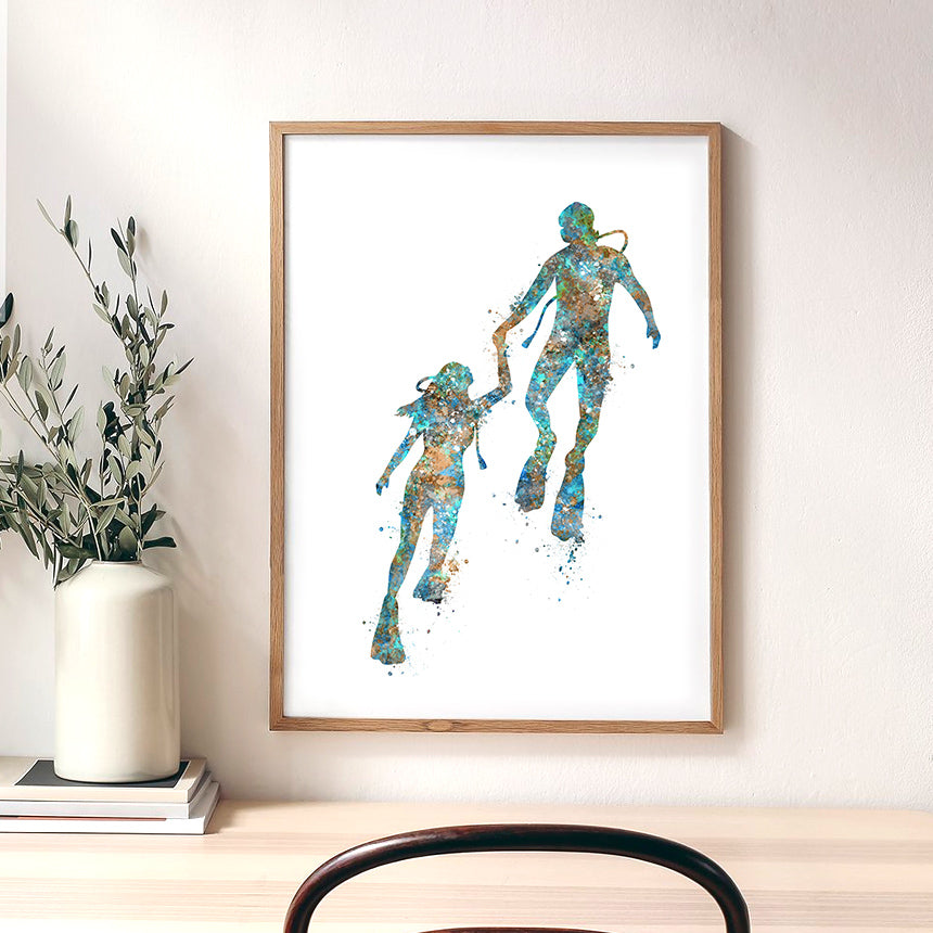 Scuba Diving Couple Art Print