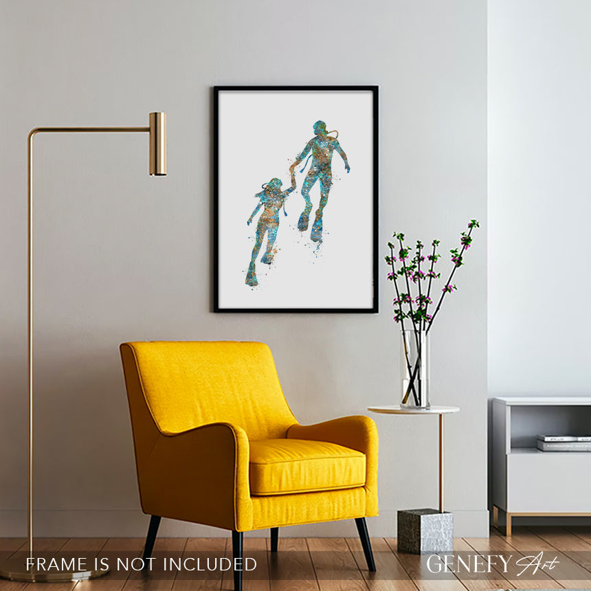 Scuba Diving Couple Art Print