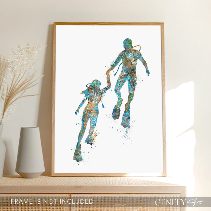 Scuba Diving Couple Art Print