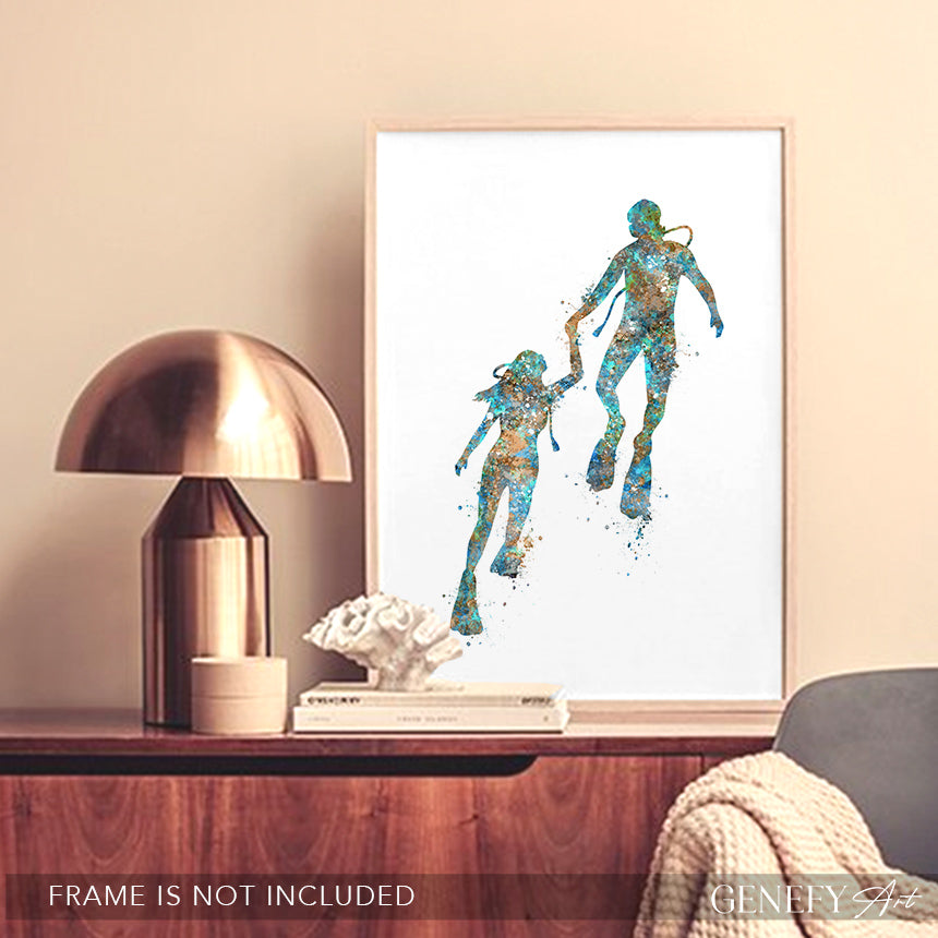 Scuba Diving Couple Art Print