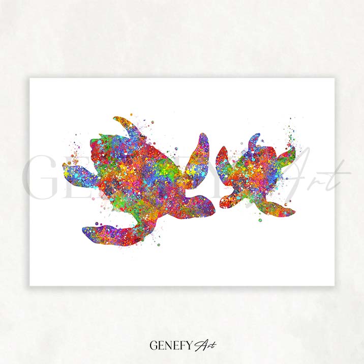 Sea Turtle Mother and Baby Watercolour Print