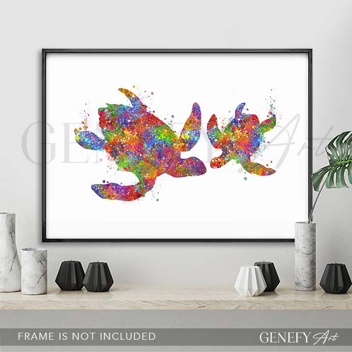 Sea Turtle Mother and Baby Watercolour Print