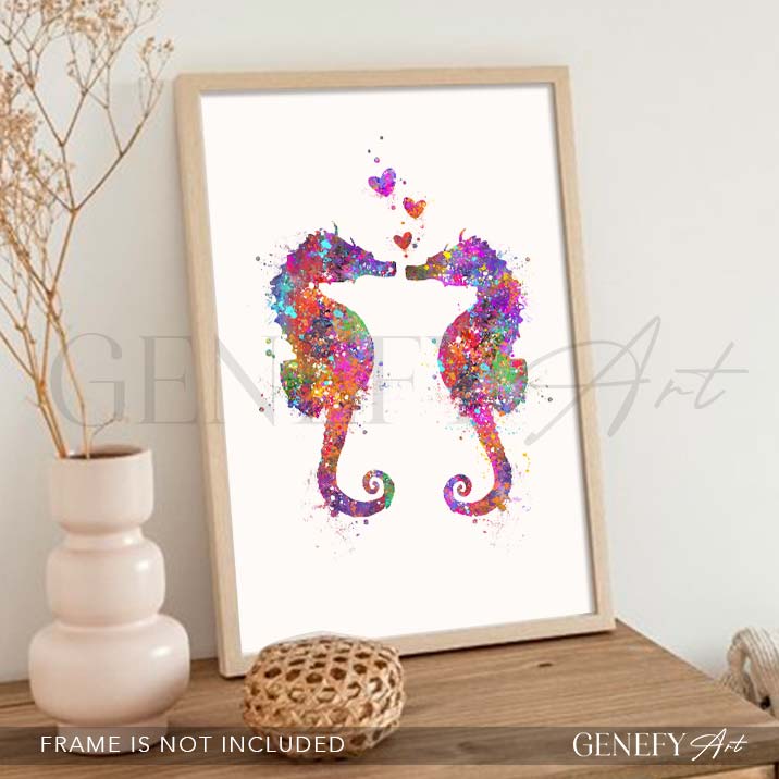 Seahorse Couple Watercolour Print
