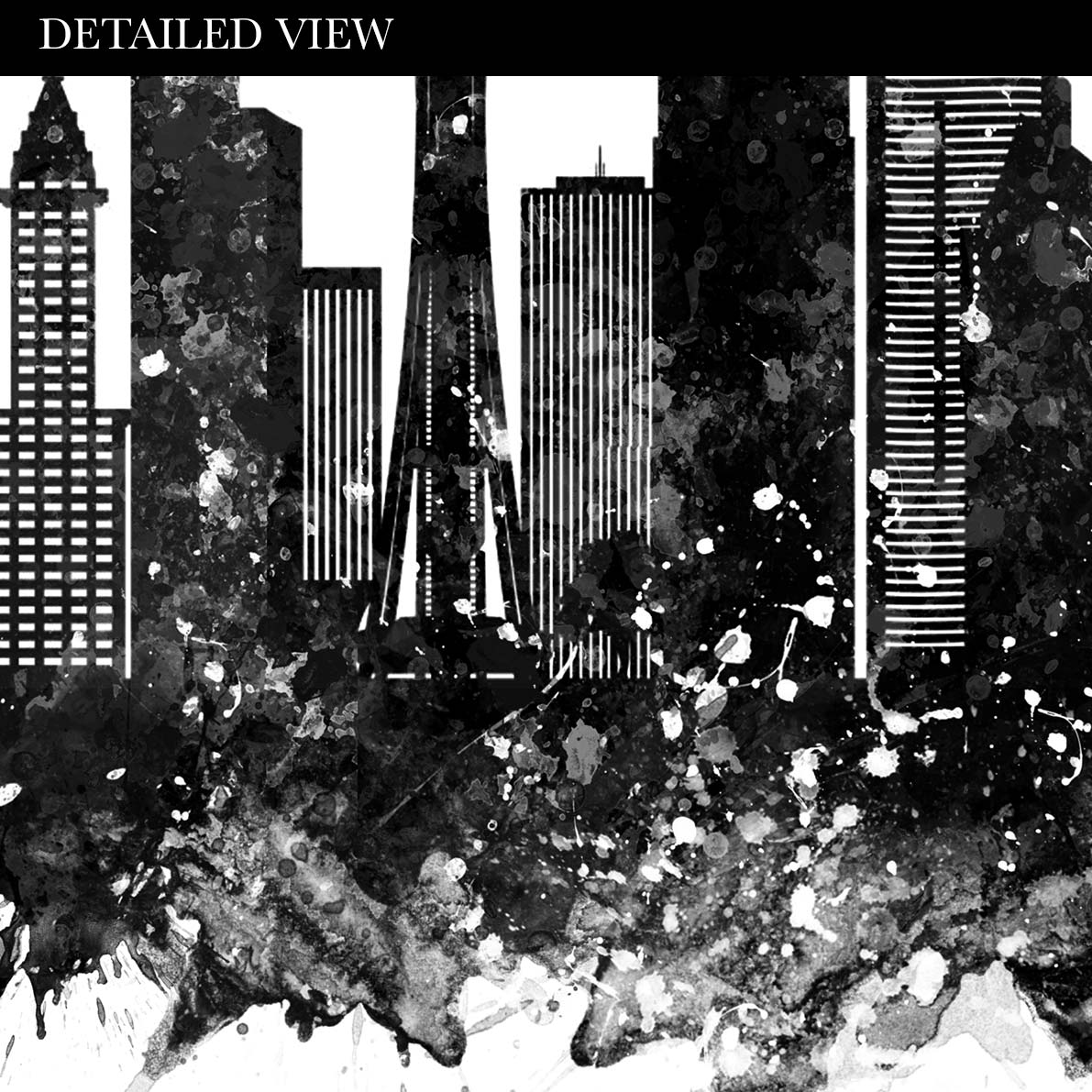 Seattle Skyline Black and White Watercolour Print - Genefy Art
