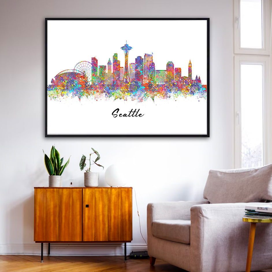 Seattle Skyline Watercolour Print