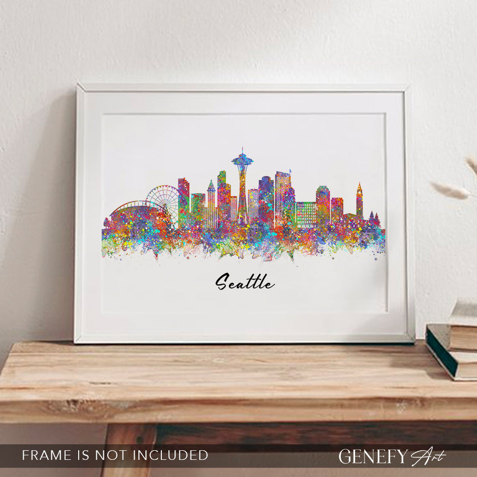 Seattle Skyline Watercolour Print