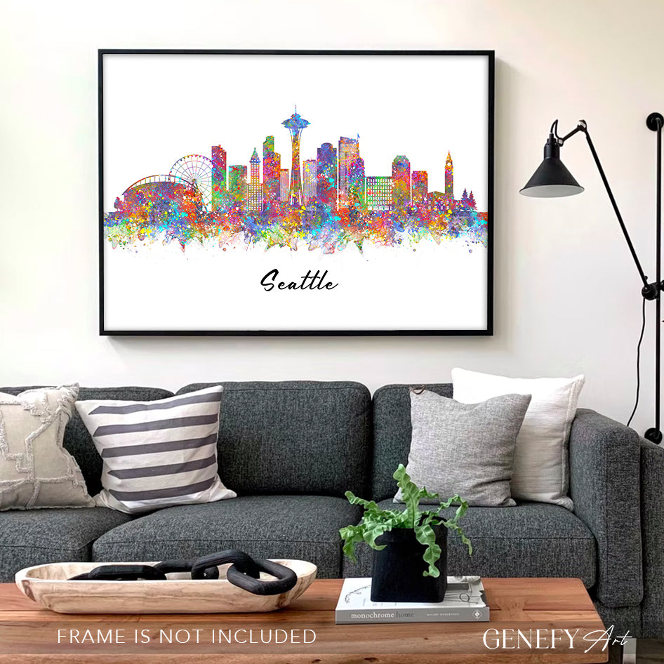 Seattle Skyline Watercolour Print