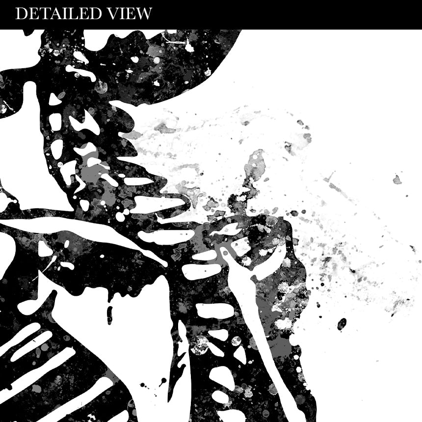 Skeleton Kissing Black and White Watercolour Art Print