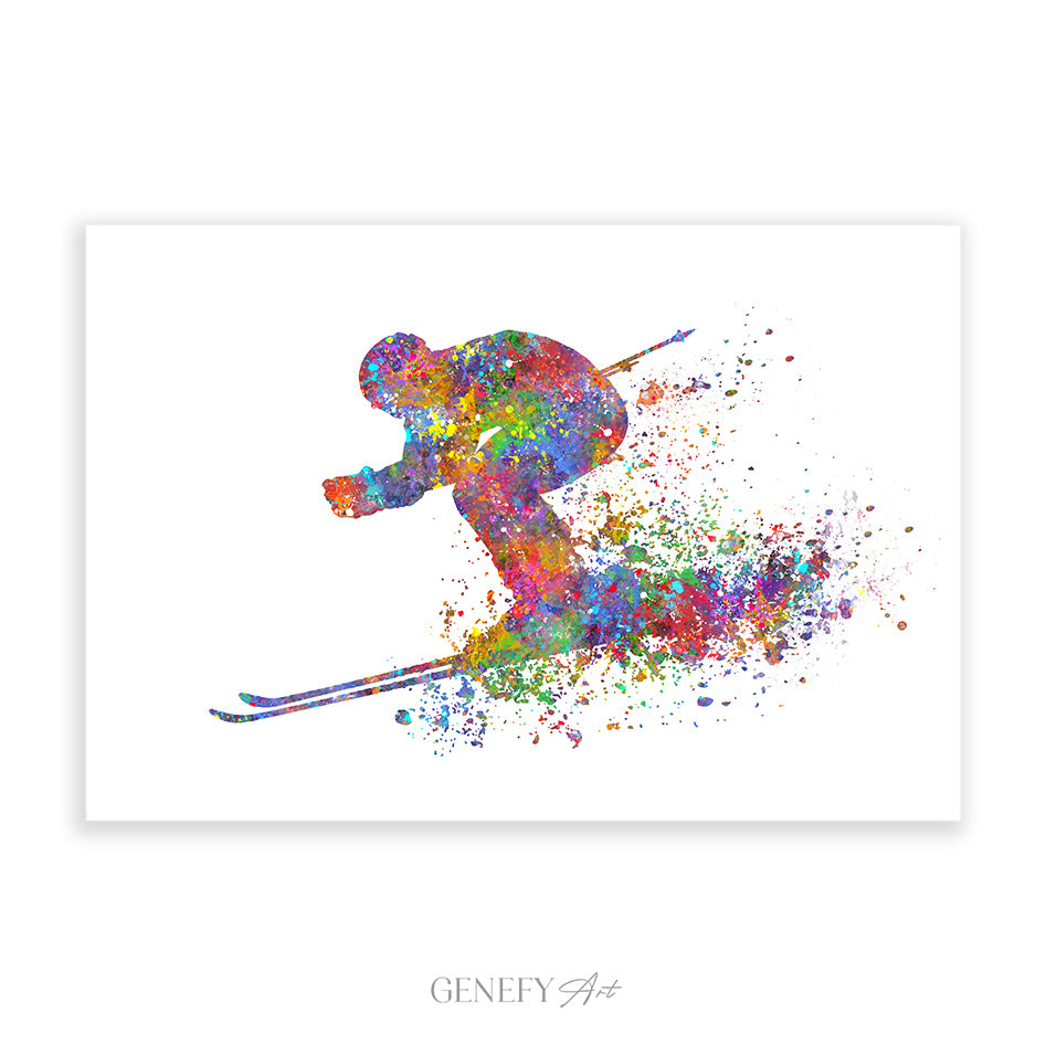 Ski Watercolour Print
