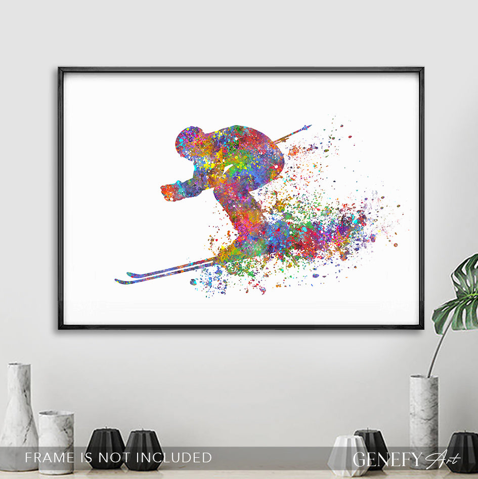 Ski Watercolour Print