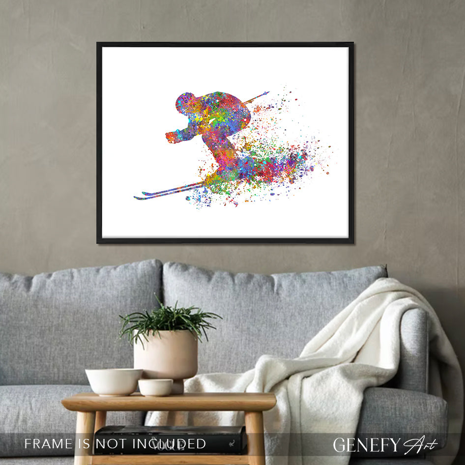 Ski Watercolour Print